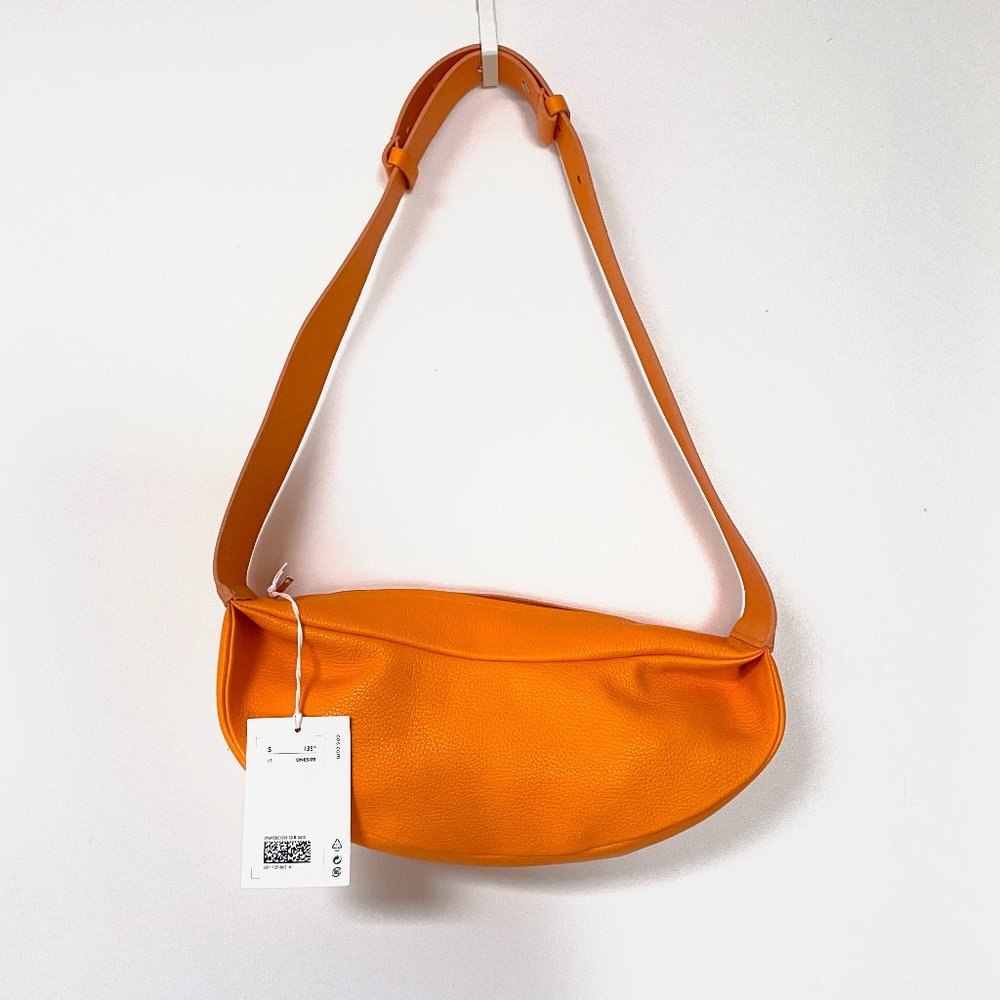 COS - Leather Crossbody Sling Banana Bag in Orange - Excellent Condition!